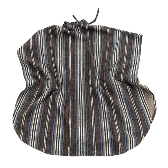 Boho Style Oversized One Size Fits All Brown Striped Heavy Batwing Poncho Coat - Picture 2 of 7